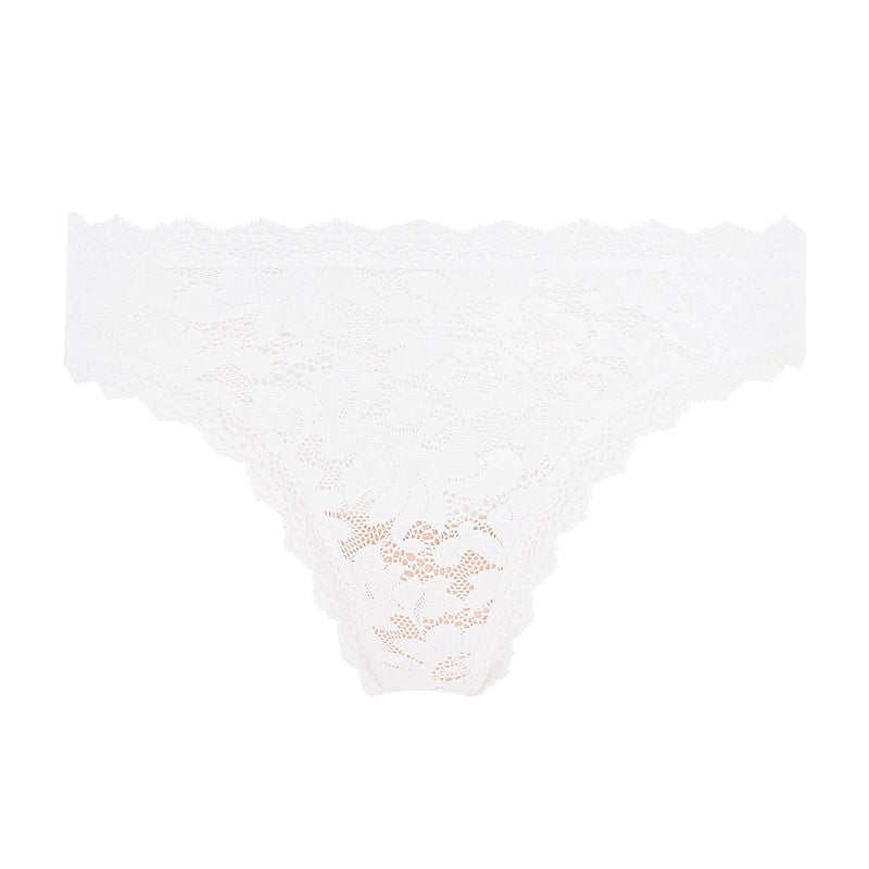 Calcinha Fio Dental de Renda Elika Dentelle Écume