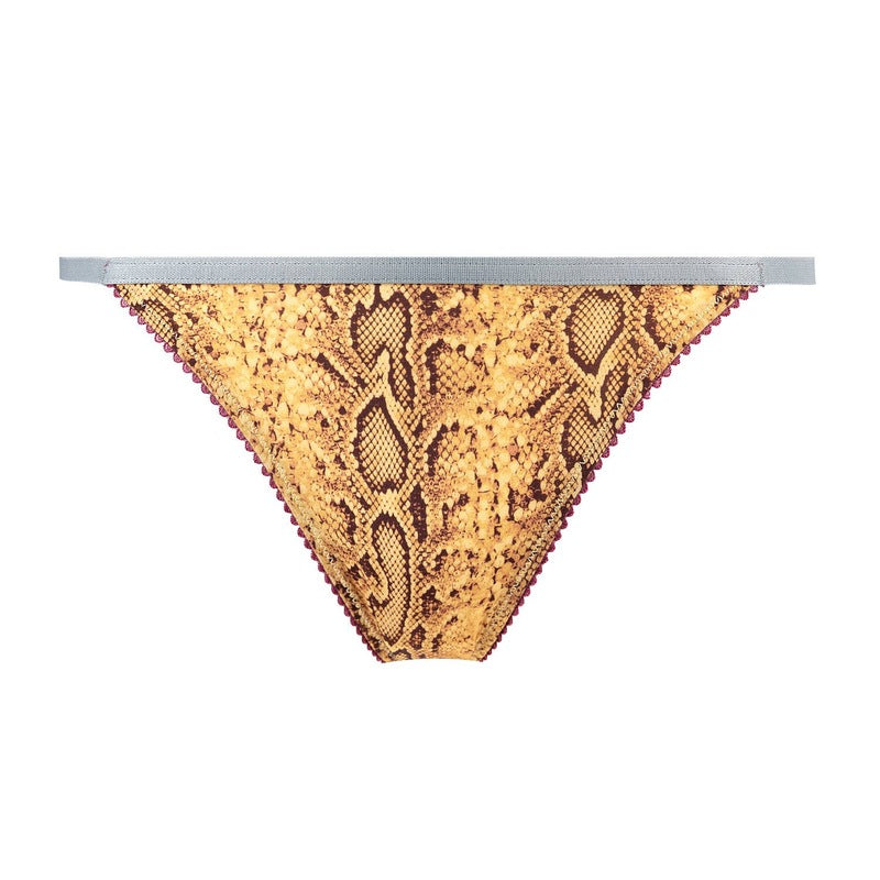 Calcinha Fio Dental Charlotte Veneno Marrom Serpente