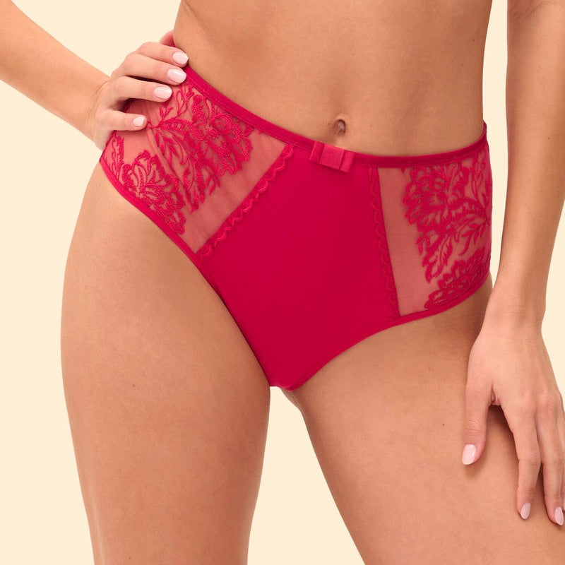 Calcinha cintura alta Romance Cranberry