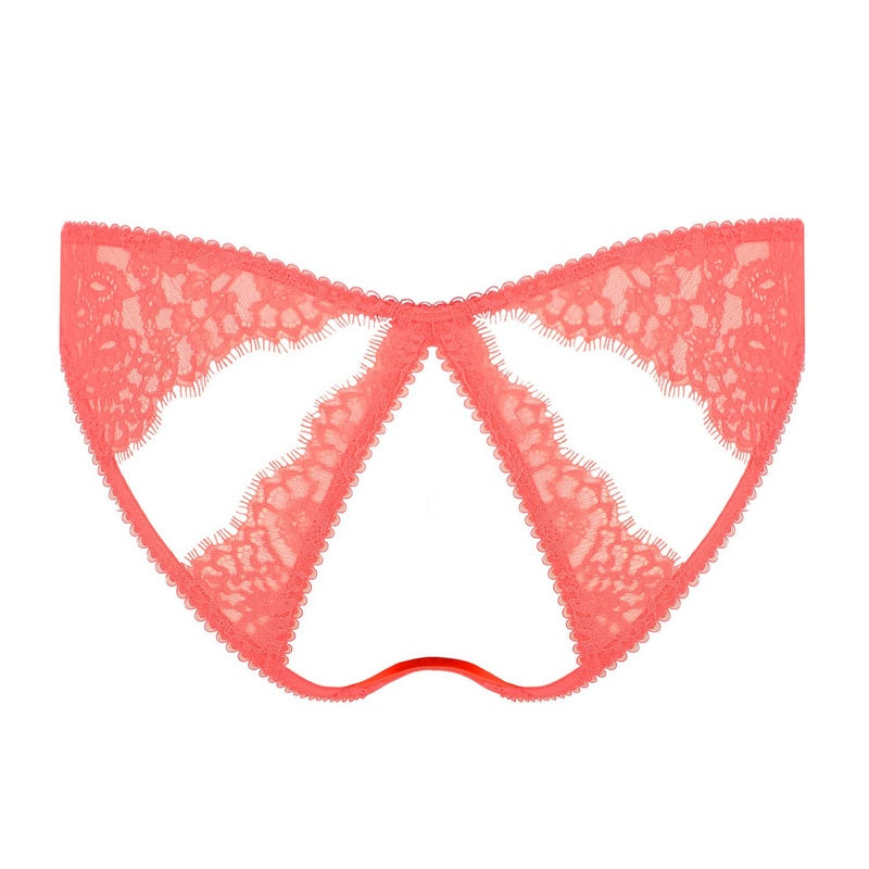 Calcinha aberta de Renda Von Follies Seduca Neon Coral