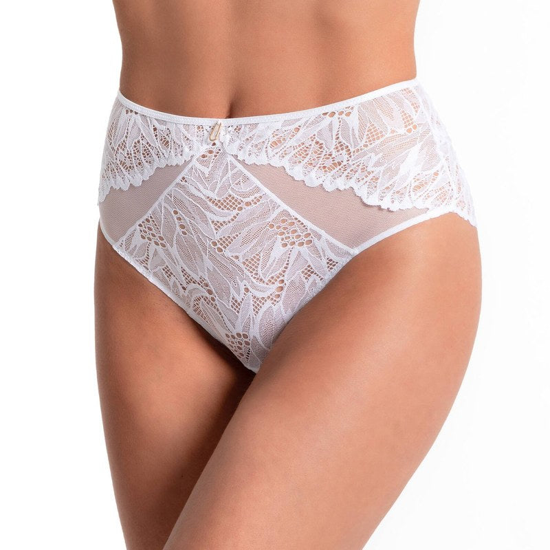 Calcinha de Renda cintura alta Flowermania branca