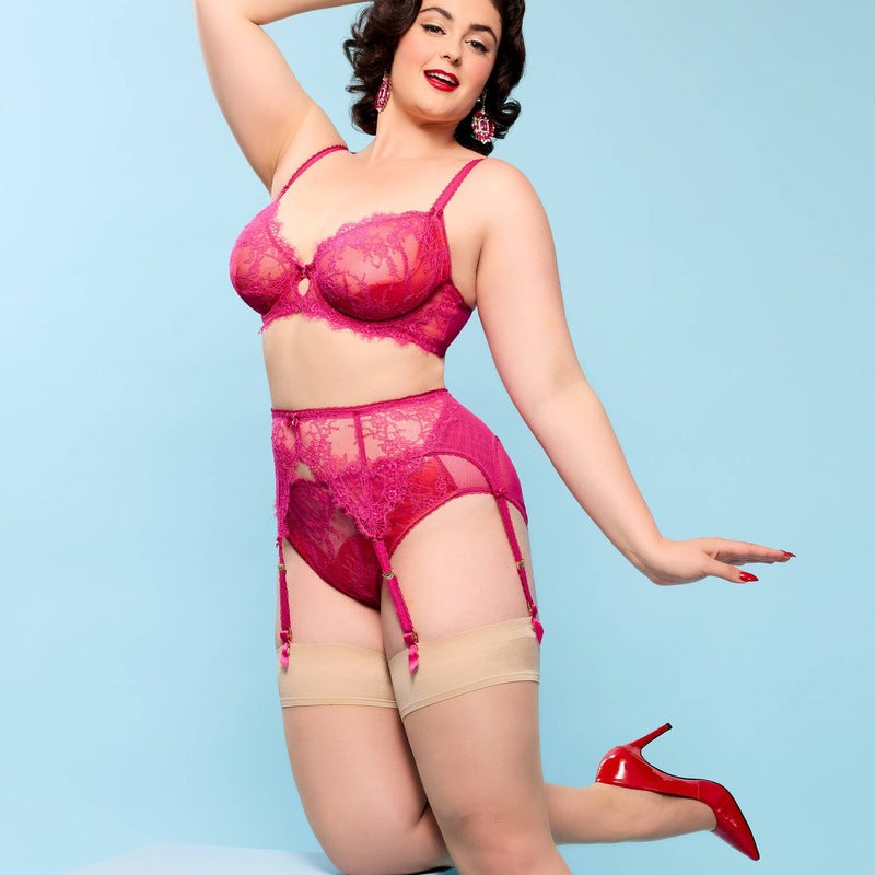 Calcinha de Renda cintura alta Zsa Zsa Magenta