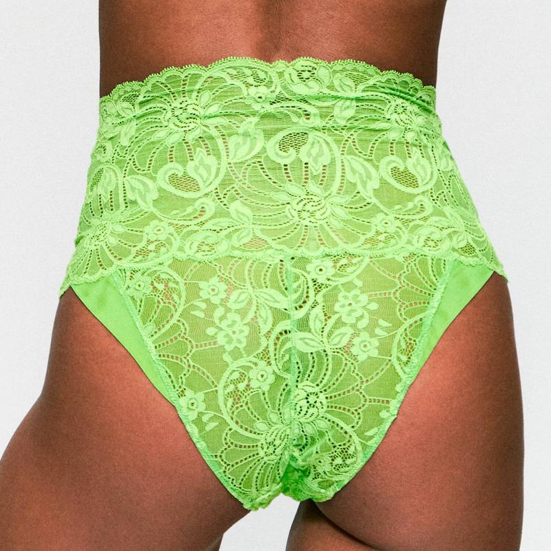 Calcinha de Renda cintura alta Shavonne verde brilhante
