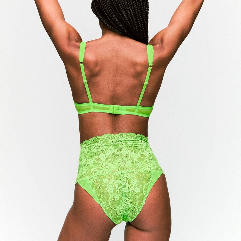 Calcinha de Renda cintura alta Shavonne verde brilhante