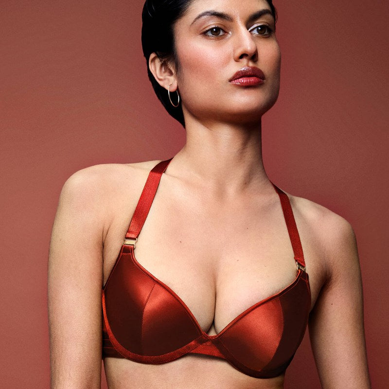 Sutiã Push-Up de Seda New Signature Burnt Red