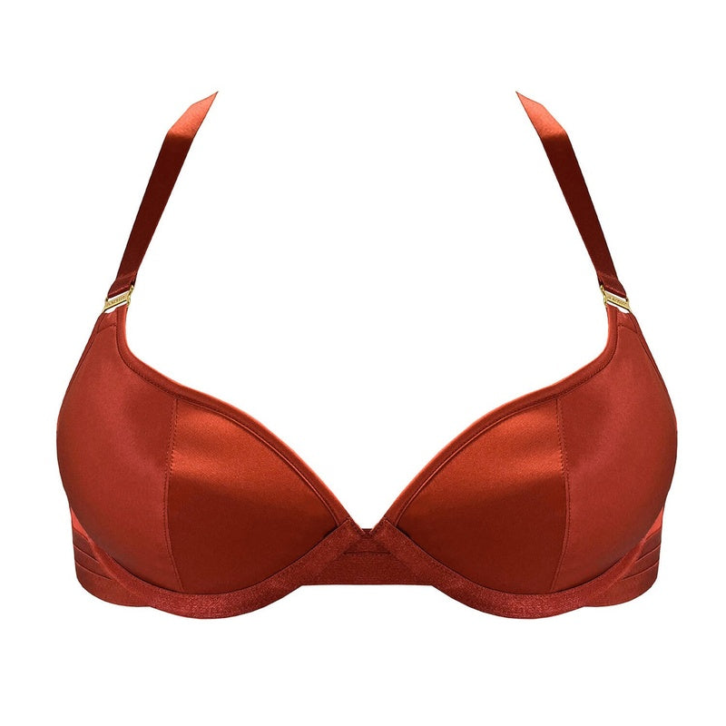 Sutiã Push-Up de Seda New Signature Burnt Red