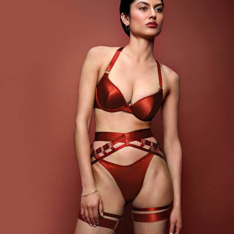 Sutiã Push-Up de Seda New Signature Burnt Red