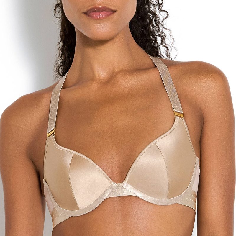 Sutiã Push-Up de Seda New Signature Caramel