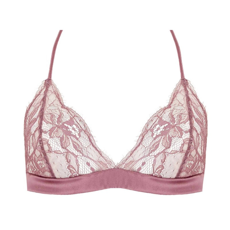 Sutiã sem aro de Seda e Renda Bisou Winter Plum
