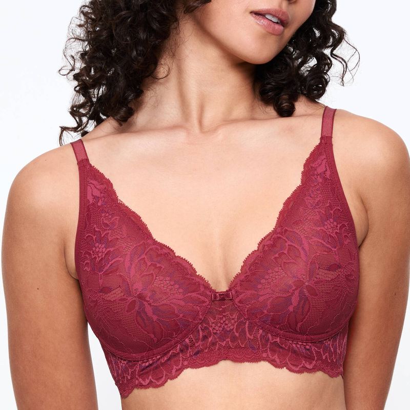 Sutiã sem fio de Renda Amourette Charm Sweet Marsala