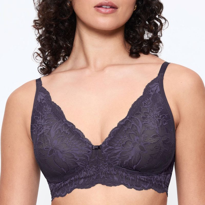 Sutiã sem fio de Renda Amourette Charm Ink Grey
