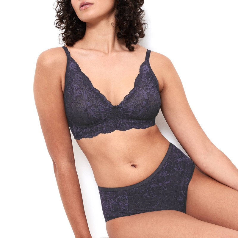 Sutiã sem fio de Renda Amourette Charm Ink Grey