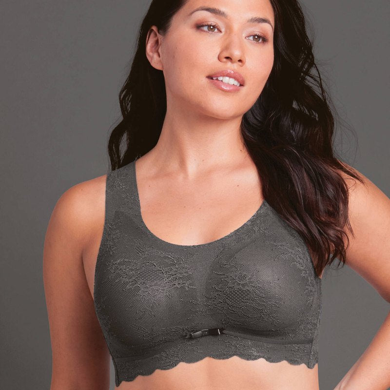 Sutiã bralette com bojo de Renda Essential Antracite