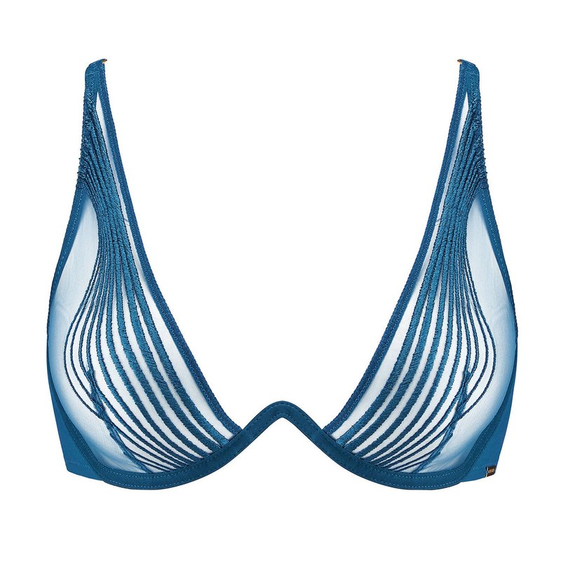 Sutiã Triangular com aro único Cindy Bruna x Aubade Sumptuous Waves Imperial Blue