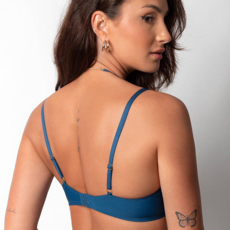 Sutiã Triangular com aro único Cindy Bruna x Aubade Sumptuous Waves Imperial Blue