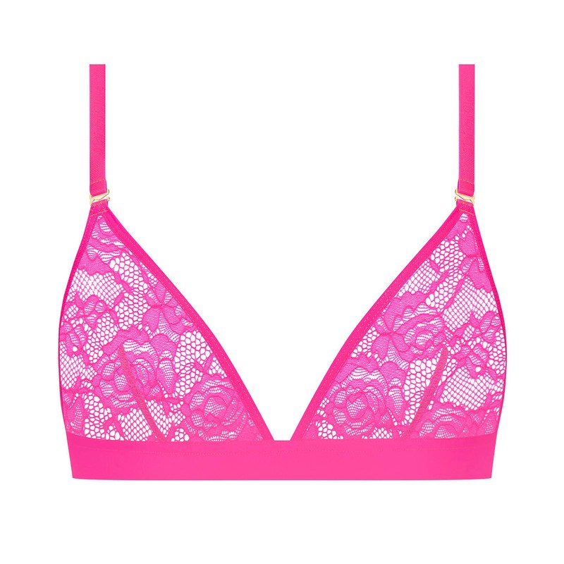 Sutiã Triângulo de Renda com Alças Removíveis Flashback Néon Rose Fluo
