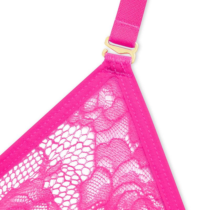 Sutiã Triângulo de Renda com Alças Removíveis Flashback Néon Rose Fluo