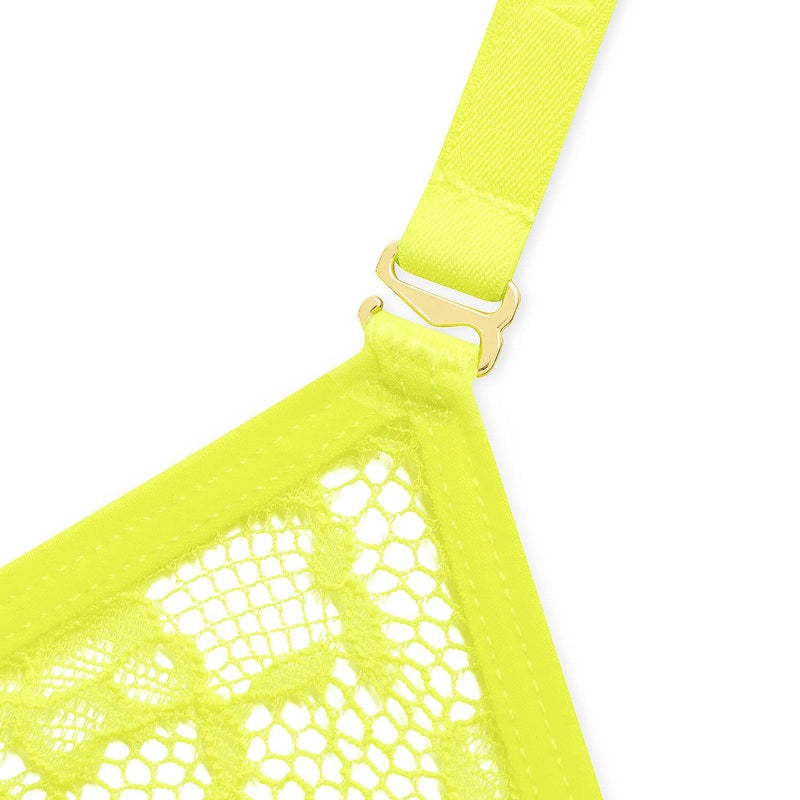Sutiã Triangular em Renda com alças removíveis Flashback Néon Jaune Fluo