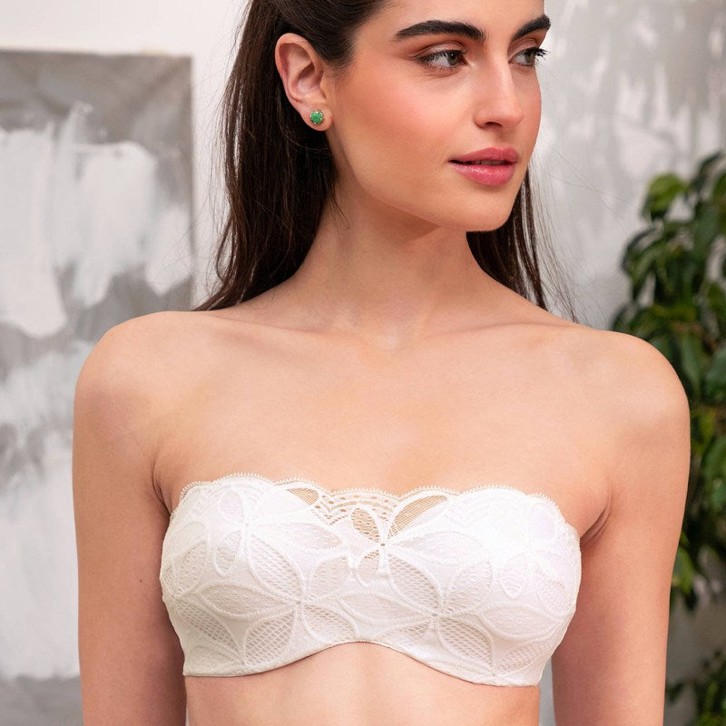 Sutiã cai-cai acolchoado em Renda Stricto Sensuelle Ecru Nacre