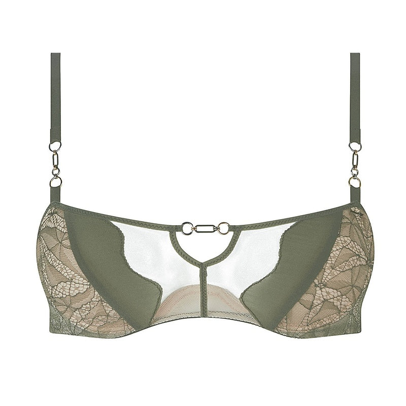 Sutiã bandeau com bojo de Renda Spark Khaki
