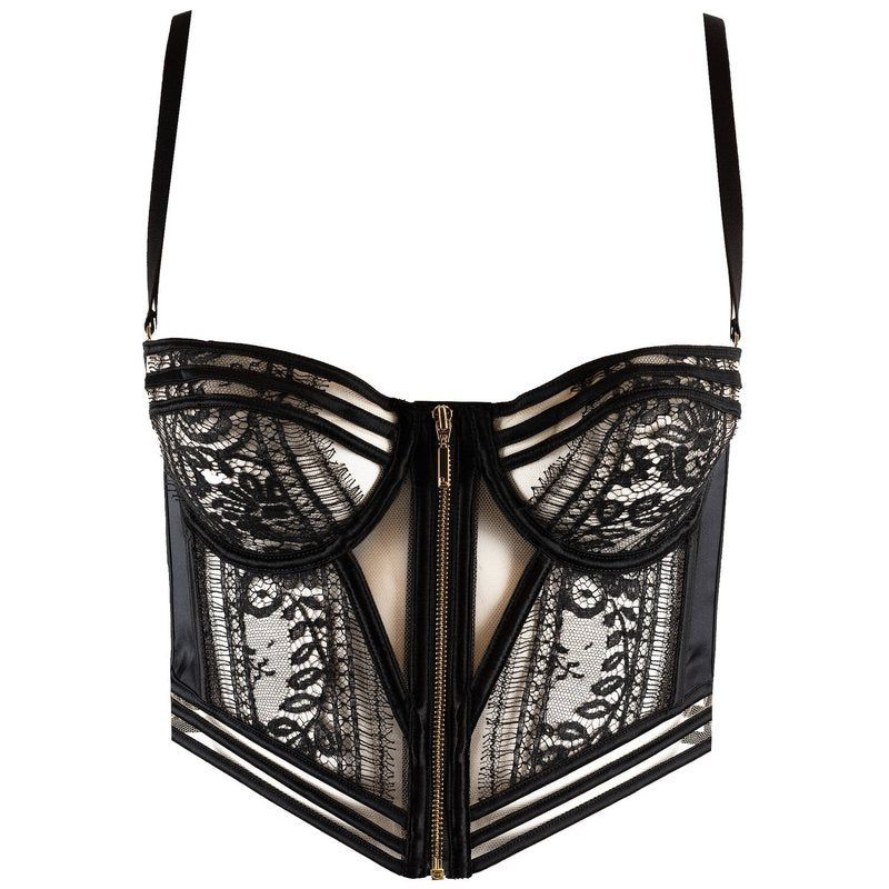 Sutiã Bustier de Seda e Renda com abertura frontal Batignolles