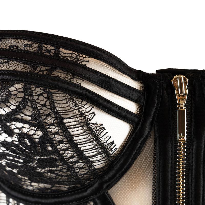 Sutiã Bustier de Seda e Renda com abertura frontal Batignolles