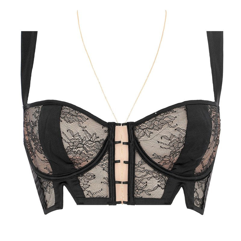 Sutiã Bustier de Seda e Renda Dark Sully