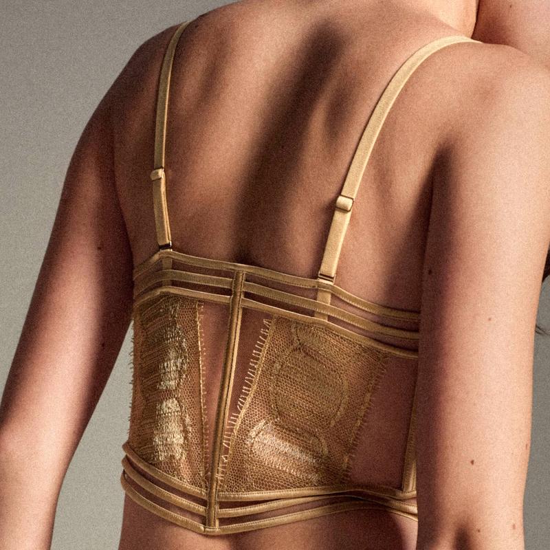 Sutiã Bustier de Renda com abertura frontal Batignolles Gold