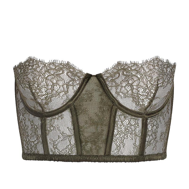 Sutiã Bustier de Seda e Renda Rendez-vous Caqui
