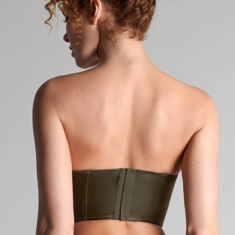 Sutiã Bustier de Seda e Renda Rendez-vous Caqui
