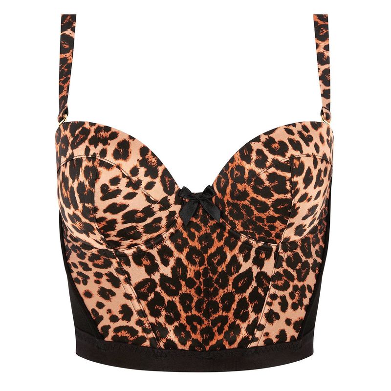 Sutiã Bustier de Seda Elora Molly com estampa de leopardo
