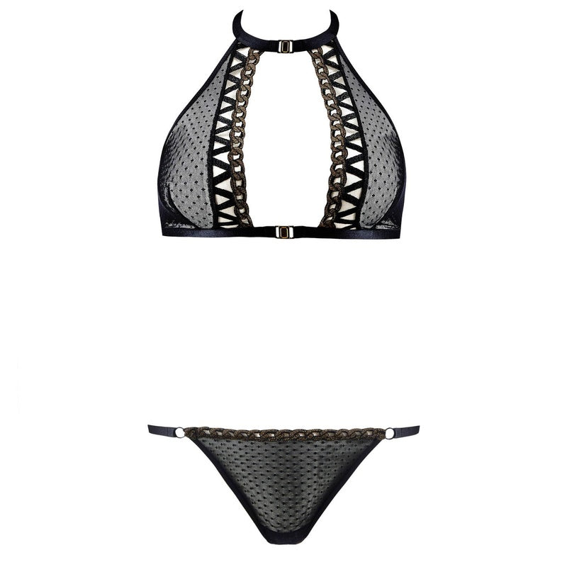 Conjunto de lingerie com abertura frontal Unchain Me Up Boite à Désir Golden