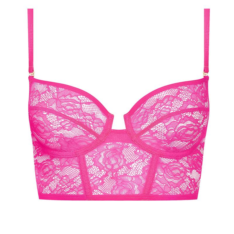 Sutiã Bustier de Renda com alças removíveis Flashback Néon Rose Fluo