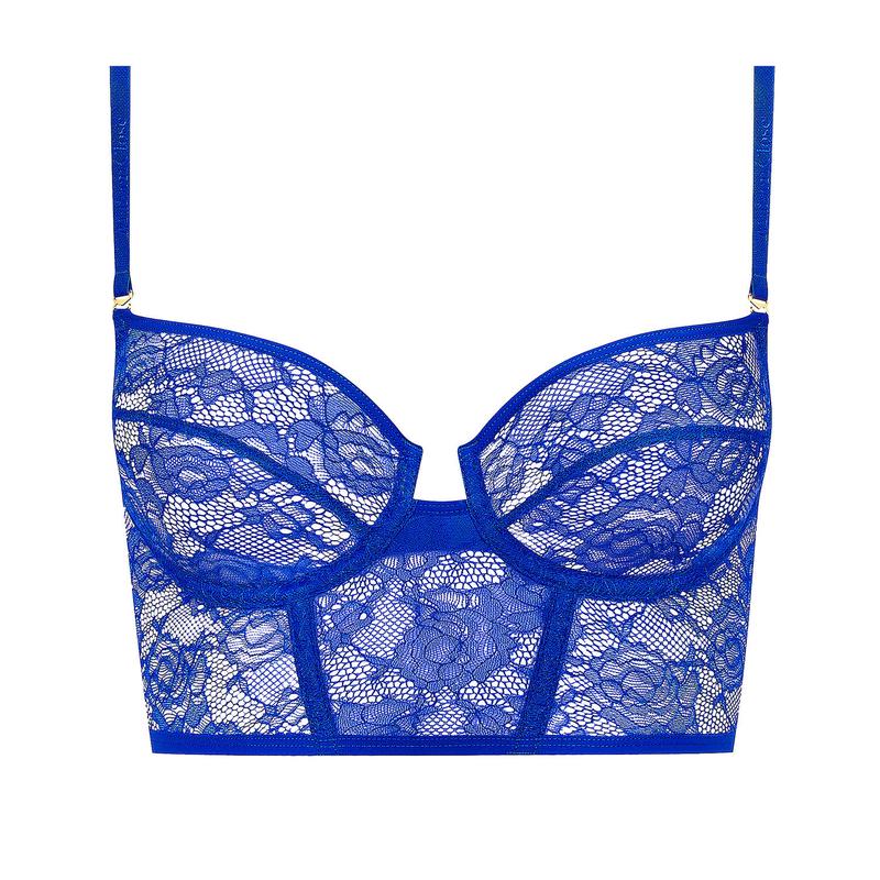 Sutiã Bustier em Renda com alças removíveis Flashback Néon Bleu Fluo