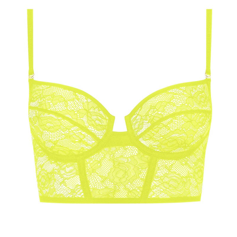 Sutiã Bustier de Renda com alças removíveis Flashback Néon Jaune Fluo