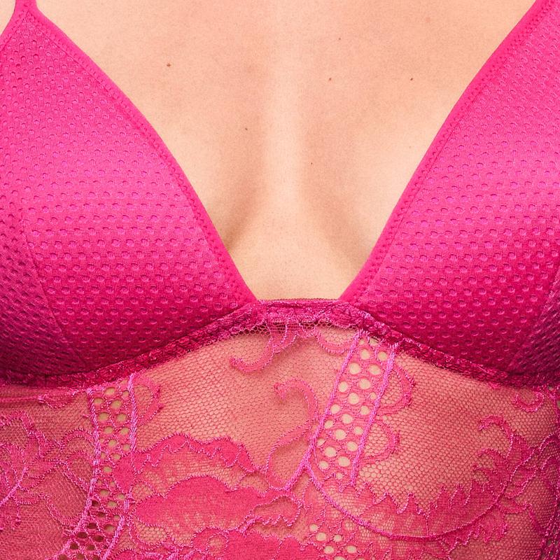 Sutiã Corset de Renda Lisa Fuchsia Queen