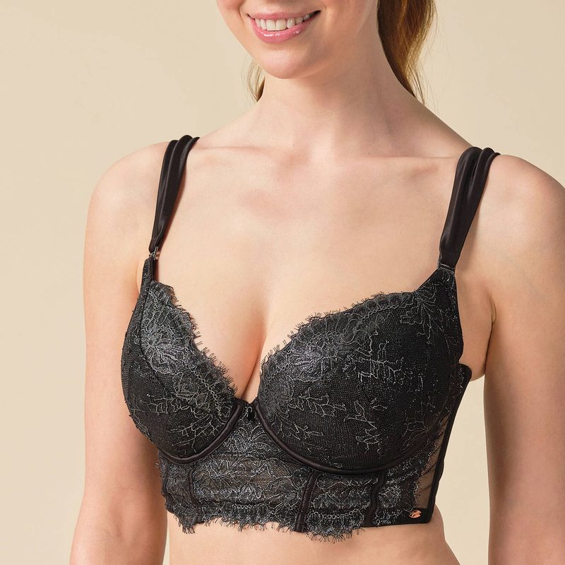 Sutiã Bustiê Push-Up de Renda VIP Intrigue