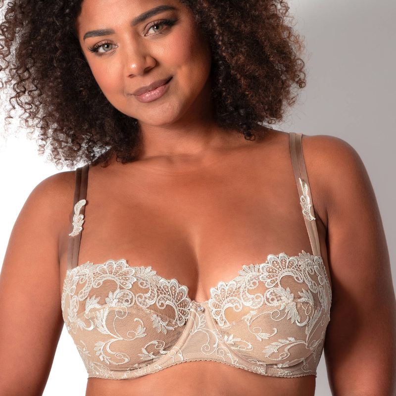 Sutiã plus size meia copa Dressing Floral Ambre Nacre