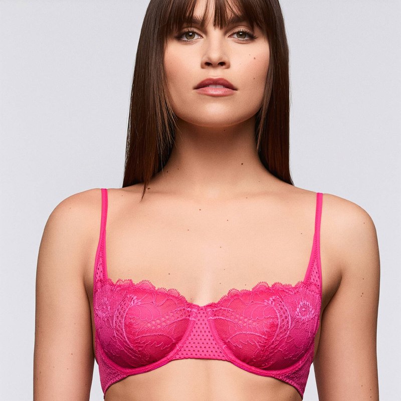 Sutiã meia taça de Renda Lisa Fuchsia Queen
