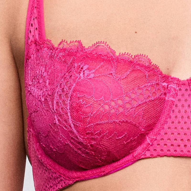 Sutiã meia taça de Renda Lisa Fuchsia Queen
