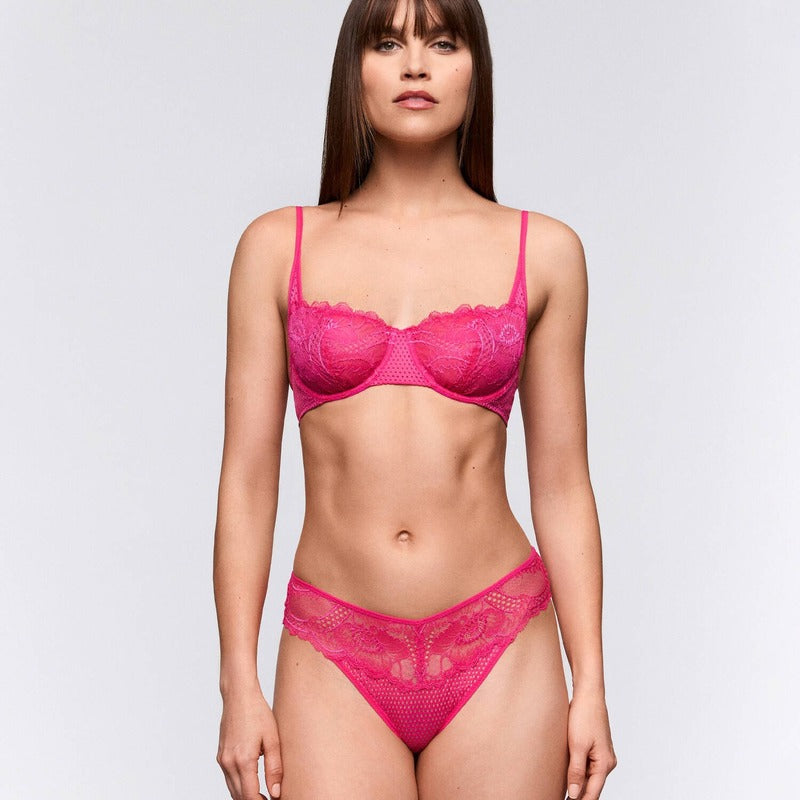 Sutiã meia taça de Renda Lisa Fuchsia Queen
