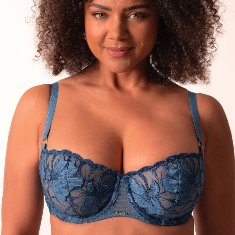 Sutiã meia copa Fleurs Signature Bleu Jeans