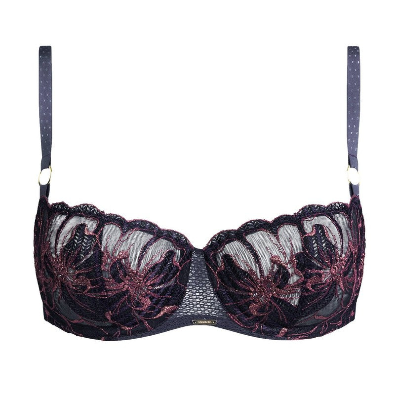 Sutiã meia copa Fleurs Signature Marine Lurex