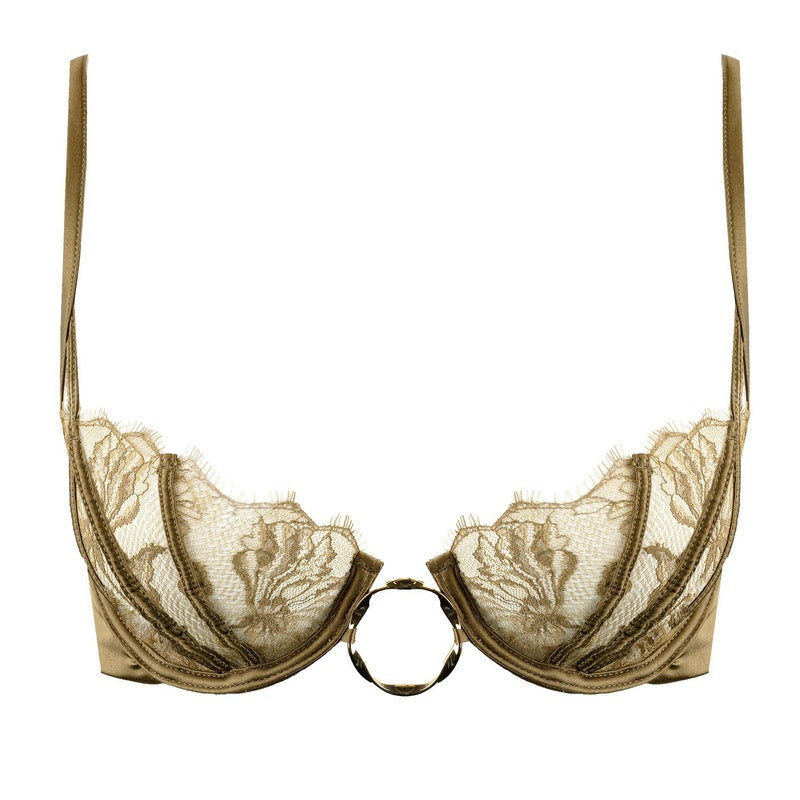 Sutiã Balconette de Seda e Renda Dahlia Street Bronze