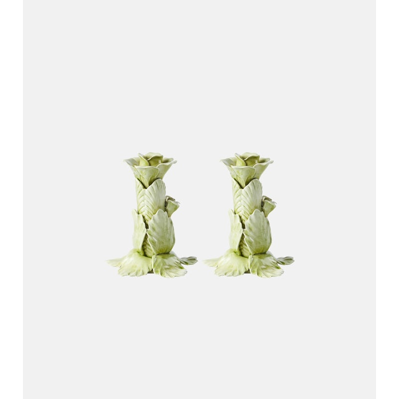 Conjunto de 2 porta-velas de cerâmica floral - Mercado de Luxo - O Maior E-Commerce de Bens, Produtos e Serviços de Luxo do Brasil.