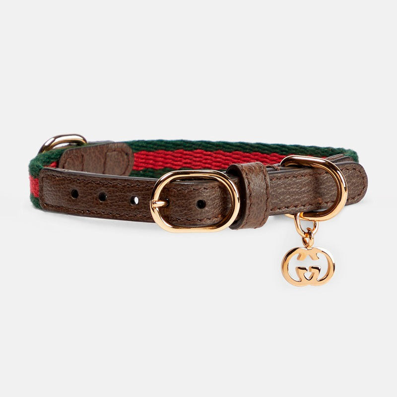 Coleira de couro sintético Web Stripe XS para cães - Mercado de Luxo - O Maior E-Commerce de Bens, Produtos e Serviços de Luxo do Brasil.