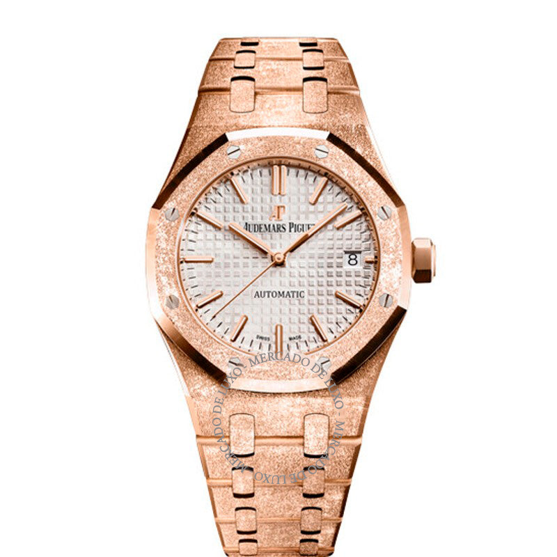 Relógio automático Royal Oak com mostrador rosa fosco e ouro rosa 18k 37 mm - Mercado de Luxo - O Maior E-Commerce de Bens, Produtos e Serviços de Luxo do Brasil.