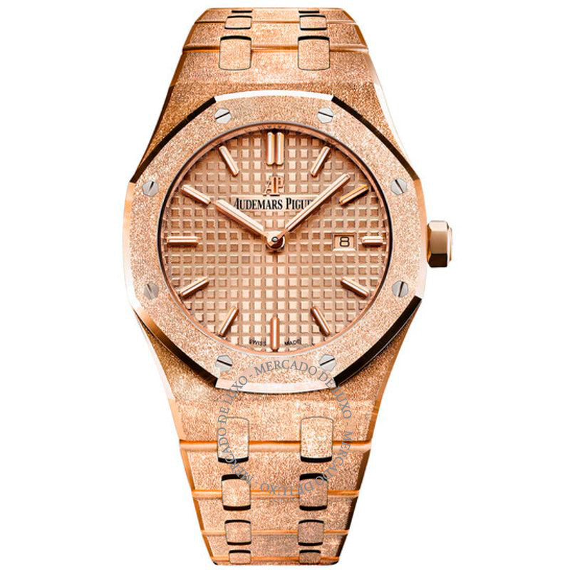 Relógio Royal Oak fosco com mostrador rosa dourado 18k 33 mm - Mercado de Luxo - O Maior E-Commerce de Bens, Produtos e Serviços de Luxo do Brasil.