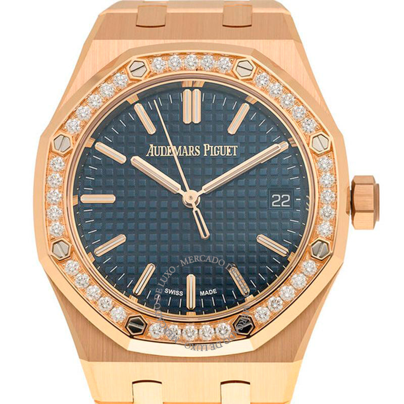 Relógio Royal Oak Automático Diamante Mostrador Azul 37 mm - Mercado de Luxo - O Maior E-Commerce de Bens, Produtos e Serviços de Luxo do Brasil.