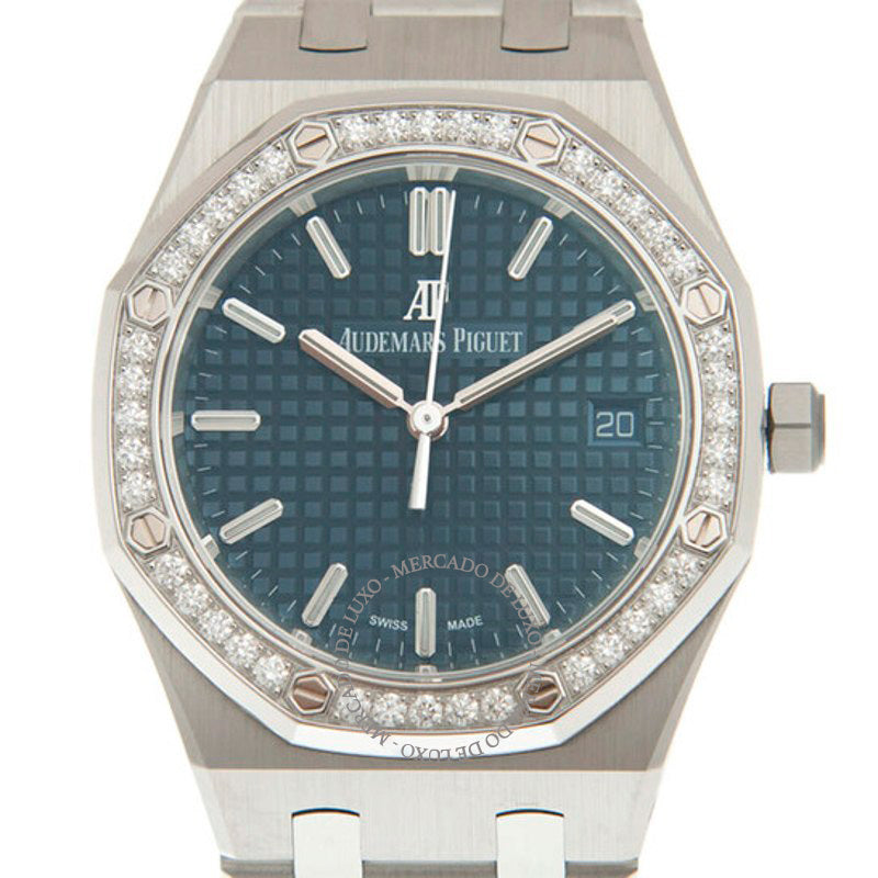 Relógio Royal Oak Automático Diamante Mostrador Azul 34 mm - Mercado de Luxo - O Maior E-Commerce de Bens, Produtos e Serviços de Luxo do Brasil.